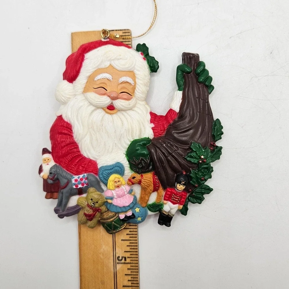Vintage‎ Santa Claus Christmas Ornament Toy Bag Resin Plastic Holiday Tree Decor